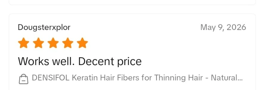 Densifol customer review from TikTok Shop